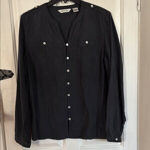 Orvis Black Button-Up Blouse
